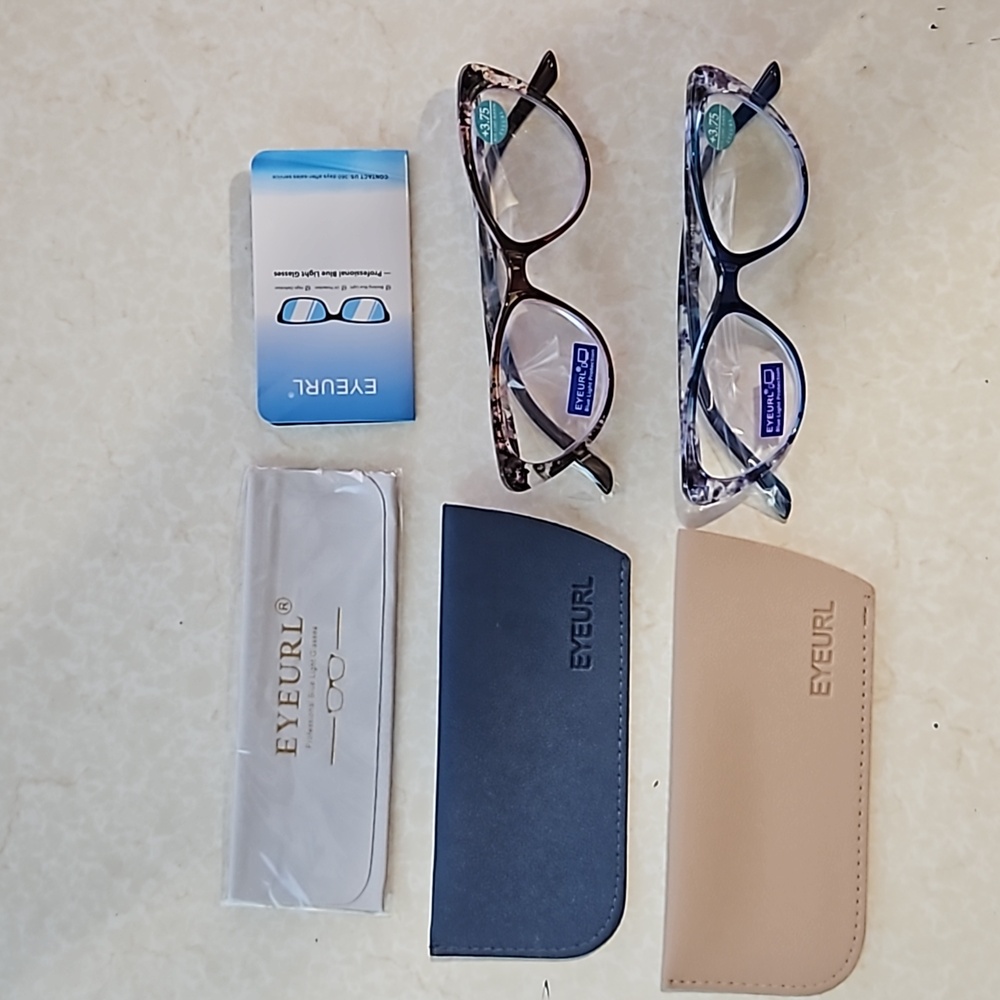 2 Pack Fashion Cat Eye Reading Glasses for Women - Blue Light Blocking Glasses